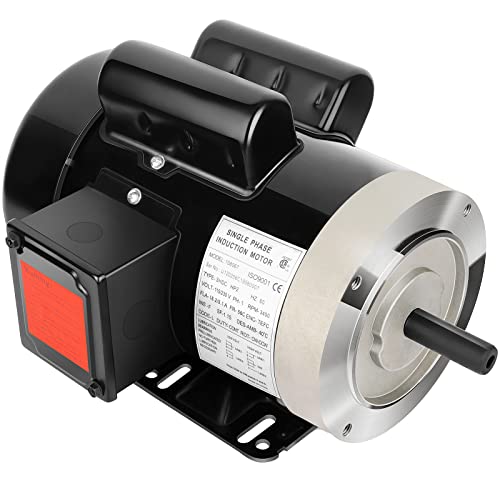 2HP Electric Motor 3450 RPM General Purpose Single Phase Motor 56C Frame 115V/230V 5/8'Shaft Diameter Rolled Steel Shell TEFC 60HZ