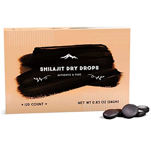 Pure Himalayan Shilajit Dry Drops (120 Tablets - 200mg Each) Maximum Potency 100% Pure Shilajit for Men with 85+ Trace Minerals & Fulvic Acid for Metabolism, Energy & Immune Support
