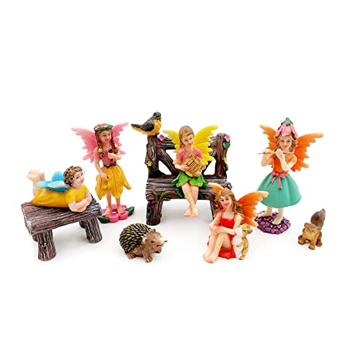 Garden Statues Fairies Set of 10 Pcs Miniature Garden Figurines Fairies Statues Outdoor Decor Garden Art Outdoor for Fall Winter Garden Decor, Outdoor Statue for Patio, Lawn, Yard Decoration (Fairies)