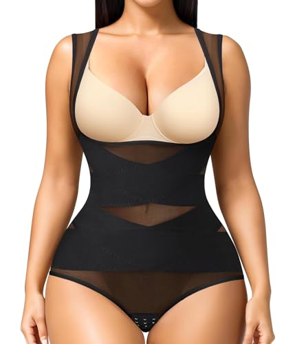 Irisnaya Body Shaper for Women Tummy Control Shapewear Bodysuit Seamless Faja Colombian Butt Lifter Waist Trainer Girdles (Black, Large)