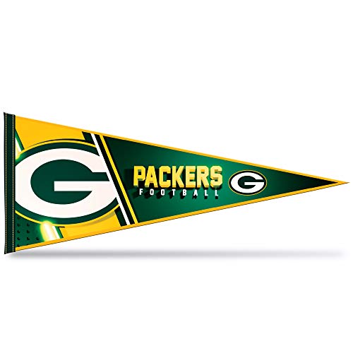 Rico Industries NFL Football Green Bay Packers Primary 12' x 30' Felt Wall Décor Pennant - Great for Home/Bed Room/Man Cave Décor