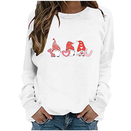 Tawop Graphic Sweatshirts for Women Long Sleeve Casual Tops Cute Novelty Shirts Soft Loose Fit Pullover Sweatshirts White