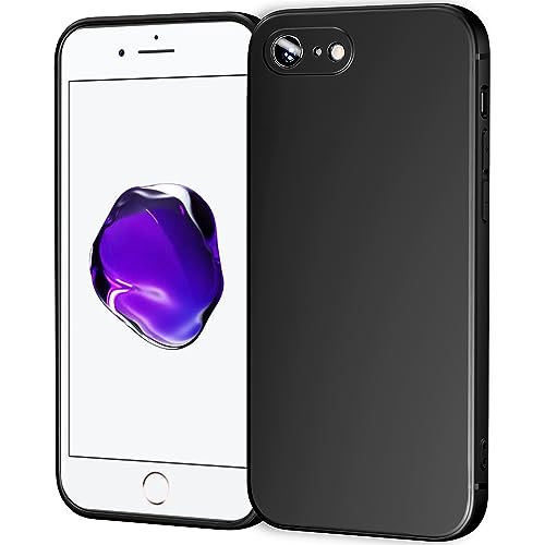 TENOC Phone Case Compatible for iPhone SE3 2022 / SE2 2020 / iPhone 8 / iPhone 7 4.7 Inch, Slim Fit Cases Soft TPU Bumper Protective Cover, Black