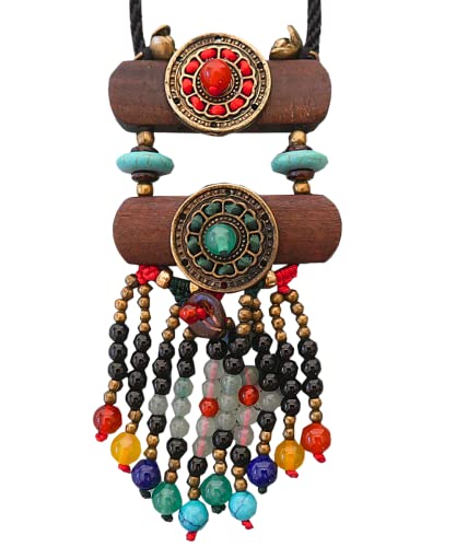 DREMINOVA African Tribal Bohemian Necklace Ethnic Native Boho Pendant Hawaii Statetment Trendy Women’s Jewelry (Gypsy Ethnic)