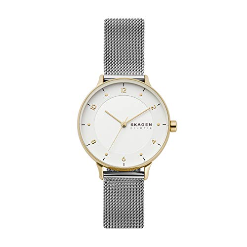 Skagen Women's RIIS Quartz Analog Stainless Steel and Stainless Steel Watch, Color: Silver (Model: SKW2912)