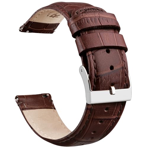 Ritche Genuine Dark Brown Alligator Grain Leather 20mm Watch Band for Samsung Galaxy Watch 6 Classic Omega x Swatch Moonswatch Alligator Watch Strap Classic Vintage Quick Release Watch Bands for Men Women