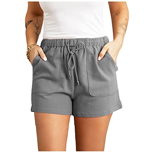 Ayolanni Linen Women Drawstring Elastic Shorts for Women Summer Casual Plain Solid Color Pocketed Short Walking Lounge SweatShorts Your Orders