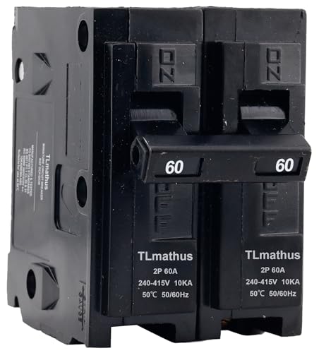 TLmathus 60 Amp 2 Pole Type QP Circuit Breaker Plug-in Mount Standard MCB Thermal Magnetic Protection, 10KA 120/240V, Compatible with Siemens PL and ES Series Load Centers(2P 60A)