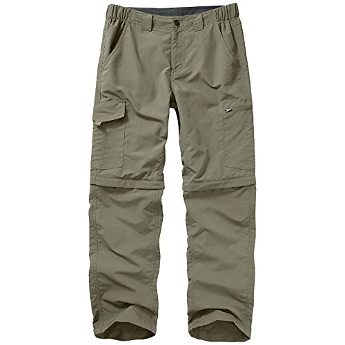 Mens Hiking Pants Convertible boy Scout Quick Dry Lightweight Zip Off Outdoor Fishing Travel Safari Pants,6226,Light Green,40