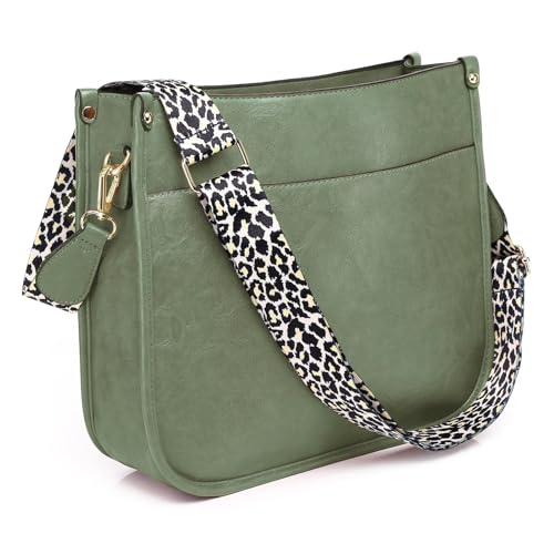 AUYOCO Vegan Leather Crossbody Bags for Women, Crossbody Purse with Guitar Strap Zipped Pockets Handbag Shoulder Bag