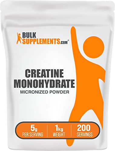BULKSUPPLEMENTS.COM Creatine Monohydrate Powder - Creatine Supplement, Micronized Creatine 1kg, Creatine Powder - Unflavored & Gluten Free, 5g (5000mg) per Servings, 1kg (2.2 lbs) (Pack of 1)
