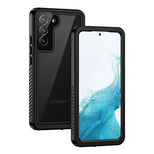 Lanhiem Samsung Galaxy S22 Case, IP68 Waterproof Dustproof, Built-in Screen Protector, Rugged Full Body Shockproof Protective Cover for Galaxy S22 5G 6.1 Inch, Black/Clear