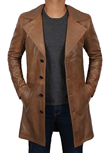 Decrum Brown Jackson Antique Real Brown Leather Car Coat Jacket | [1500255] Brown Jackson Carcoat, XL