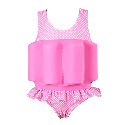 Kids Baby One Piece Floatsuit Toddler Floating Swimsuit with 8 Removable Buoyancy Sticks Swim Vest Swimwear Bathing Suit Life Jacket for Boys and Girls Pink 2-3T