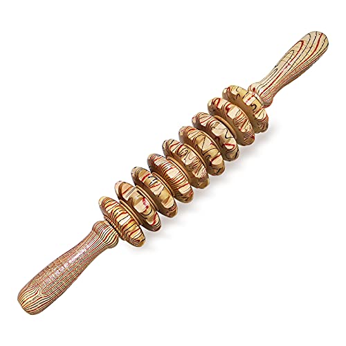 Deston Wooden Massager Handheld Roller Trigger Point Massager Stick for Fascia, Cellulite, Muscle & Abdomen , Body Therapy Massager, Muscle Belly Relief Tool…