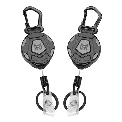 MNGARISTA 2-Pack Retractable Keychain, Heavy Duty Carabiner Badge Holder, Tactical ID Badge Reel with 31.5” Steel Retractable Cord, 8.0 oz