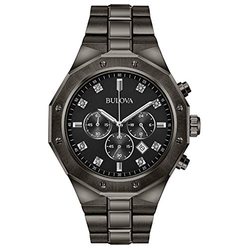 Bulova Men's Classic Diamond 6-Hand Chronograph Quartz Watch, Calendar Date, Luminous Markers, 100M Water Resistant, 44mm
