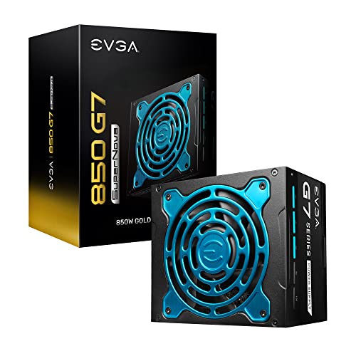 EVGA Supernova 850 G7, 80 Plus Gold 850W, Fully Modular, Eco Mode with FDB Fan, 10 Year Warranty, Includes Power ON Self Tester, Compact 130mm Size, Power Supply 220-G7-0850-X1