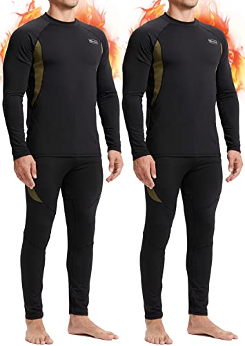 Thermal Underwear for Men 2 Pack Sets, Soft Long Johns Warm Base Layer Top and Bottom with Fleece Lined for Cold Winter