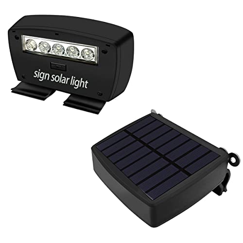 OOSSXX (Set of 2) Solar Power Deck LED Light Clip-On Yard Security Sign Spotlight (Large Capacity Battery, Max14 Hours Working)