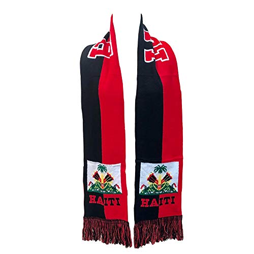 Haiti Haitian Flag Scarf/Sash/Stole (Black & Red) Retro