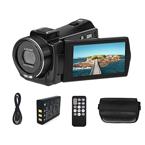 dsfen HDV-V17 2.7K Digital Video Camera Camcorder Portable DV Recorder 3.0 Inch IPS Touchscreen 48MP 16X Digital Zoom IR Night Vision Time-Lapse Beauty Face Smile Capture with Battery USB Charging