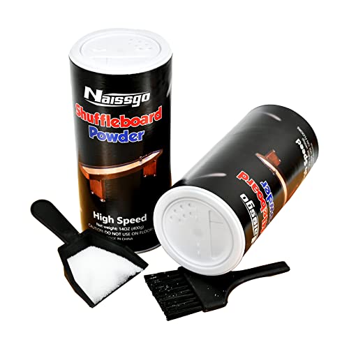 Naissgo Shuffleboard Sand Wax Shuffleboard Powder Set with Mini Dustpan & Broom，2 Cans(2×14 oz)