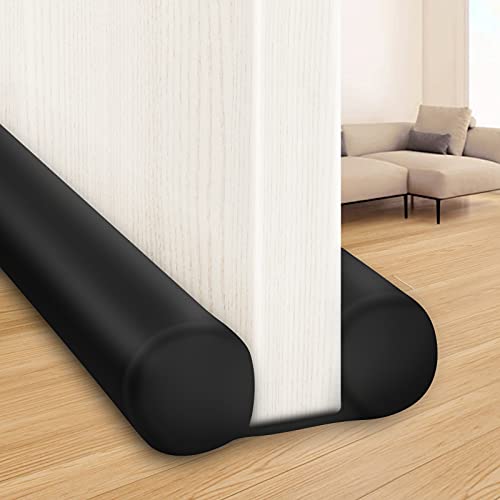 MAXTID Large Door Draft Stopper for Bottom of Doors 36 Inch Under Door Draft Noise Blocker Black Gap Stoppers Door Draft Guard for Bottom of Doors Adjustable Twin Door Sweep Draft Seal Window Sealer