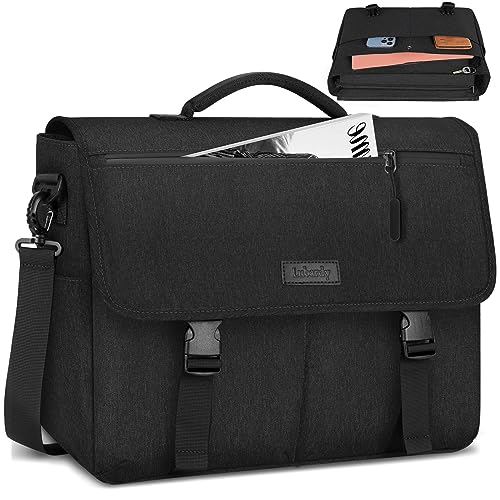 Lubardy Laptop Messenger Bag for Men 15.6 Inch Laptop Bag Waterproof Laptop Briefcase Large Lightweight Computer Bag Satchel Shoulder Bags for Work Business Travel College, Black