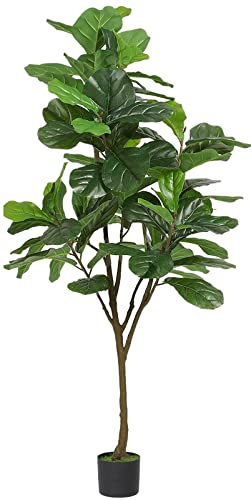 VIAGDO Artificial Fiddle Leaf Fig Tree 6ft Tall 86 Decorative Faux Fiddle Leaves Fake Fig Silk Tree in Pot Artificial Tree for Home Office Living Room Bathroom Corner Decor Indoor