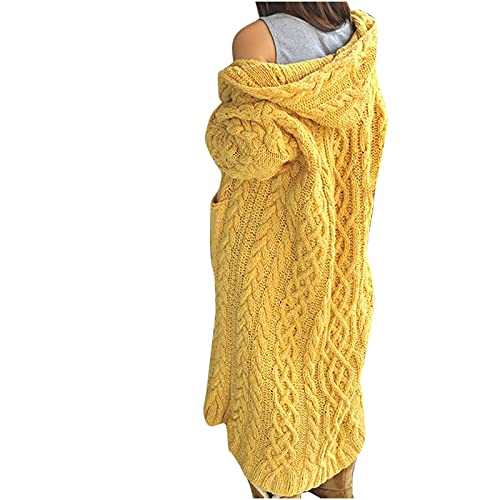 Women Hooded Vintage Long Cardigan Sweater Casual Long Sleeve Renaissance Maxi Dress Casual Chunky Knit Pullover Top