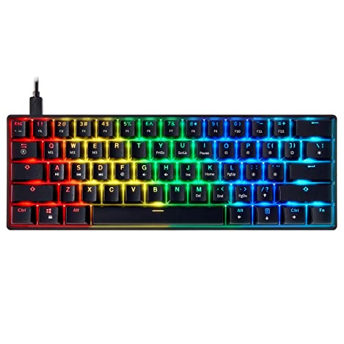 Mizar MZ60 Luna Mechanical Gaming Keyboard | 60% Keyboard 62 Key ANSI US Layout | RGB LED Backlit | Anti Ghosting NKRO | Progammable Macro Keys | Hotswap Gateron Red Switches | Black