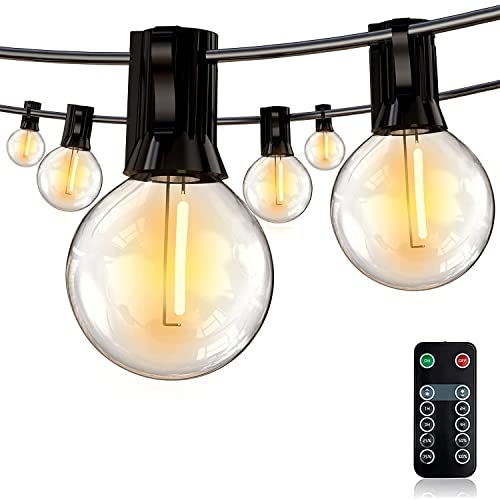 HISTAR LED 30FT Outdoor String Lights with Remote Waterproof Patio Lights 27 Dimmable G40 Bulbs, Outdoor Globe String Lights Decorative Backyard Bistro Garden Balcony Cafe Lights
