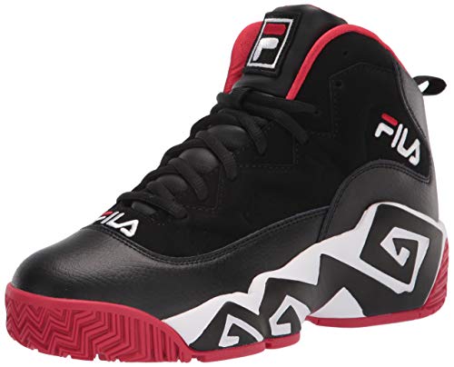 Fila Men's Mb GID Lightweight Padded Comfortable Fashion Sneakers, Black/White Red, 10.5