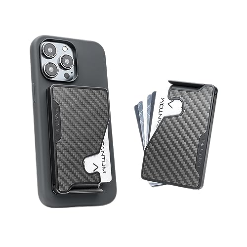 FANTOM M MagSafe Wallet Compatible with iPhone 12/13/14/15 Mini/Plus/Pro/Max and MagSafe Accessories, RFID Aluminum Card Holder, Carbon Fiber, Extra Slim Size Holds 4-7 Cards