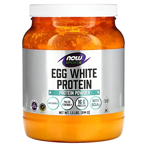 NOW Sports Nutrition, Egg White Protein, 16 g With BCAAs, Unflavored Powder, 1.2-Pound