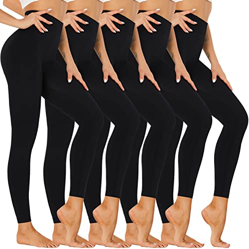 High Waisted Leggings for Women-Womens Black Seamless Workout Leggings Running Tummy Control Yoga Pants(L-XL)