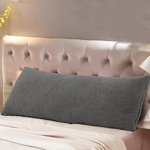 Reafort Ultra Soft Sherpa Body Pillow Cover/Case with Zipper Closure 21'x54' (21'x54' Body Pillow Cover,Charcoal Grey)