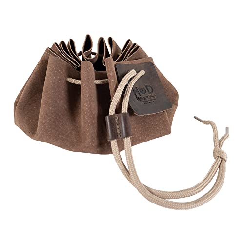 Hide & Drink, Drawstring Tinder Pouch Handmade from Sheepskin and Full Grain Leather, Multipurpose Storage, Outdoor Bag, Hiking & Camping Accessories (Cinnamon)