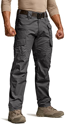 CQR Men's Tactical Pants, Water Resistant Ripstop Cargo Pants, Lightweight EDC Work Hiking Pants, Outdoor Apparel, Duratex Mag Pocket Charcoal, 32W x 30L