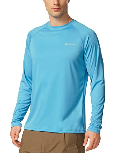 BALEAF Men's Rash Guard Shirts Fishing Long Sleeve UV Sun Protection SPF T-Shirts UPF 50+ Lightweight Beach Blue Size XXXL