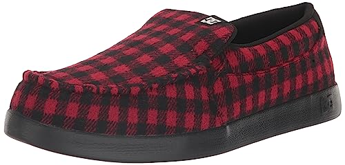 DC Men's Villian 2 Skate Shoe, Black/RED Plaid, 9