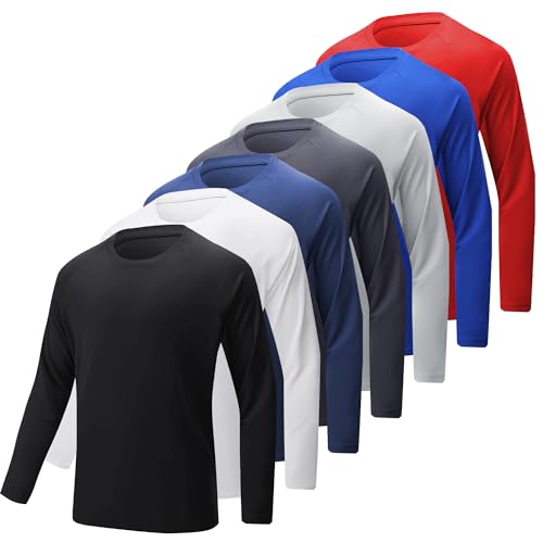 MLYENX 4-7 Pack Long Sleeve Shirts for Men Quick Dry Moisture Wicking Mens Long Sleeve Tee Shirts Workout T Shirts