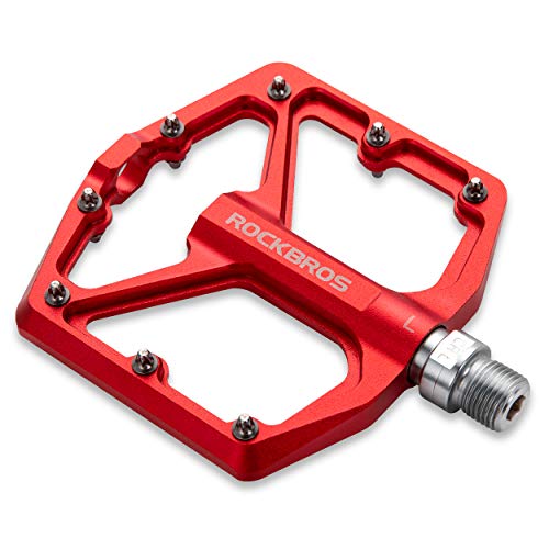 ROCKBROS Bike Pedals, Flat Aluminum 9/16' Sealed Bearing Lightweight Platform for Road Mountain BMX MTB Bike