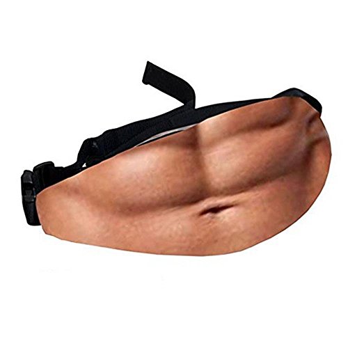 Dad Bag Fanny Fake Muscle Belly Waist Zipper Pack Bags Unisex Fanny Pack Waist Stash Sport Bag with Adjustable Belt，Arm band as for gift (muscle)