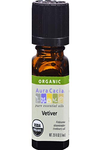 Aura Cacia Certified Organic Pure Vetiver Essential Oil, 0.25 fl. Oz