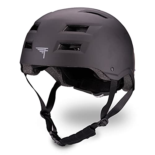 Flybar Bike Helmet- Multi Sport Dual Certified Adjustable Dial, Skateboard Helmet, Roller Skating, Pogo, Electric Scooter, Snowboard, Boys and Girls Kids- Adults Helmets (Blk,M-L)