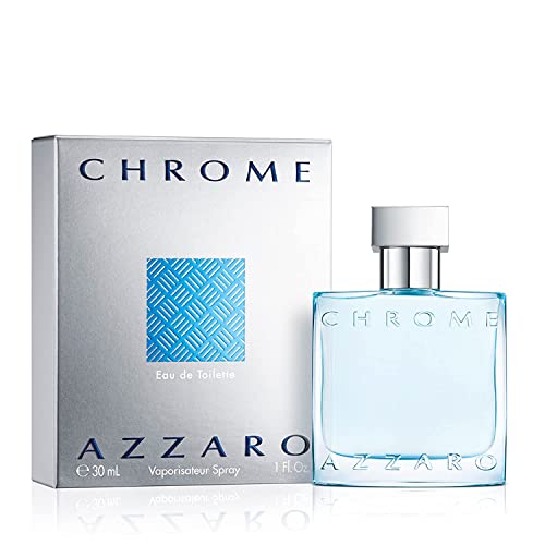 Azzaro Chrome Eau de Toilette - Fresh Aquatic Mens Cologne - Citrus, Woody, Musky Fragrance -Fresh Everyday Wear - Classic Summer Beach Scent - Luxury Perfumes for Men - Travel Size, 1 Fl. Oz