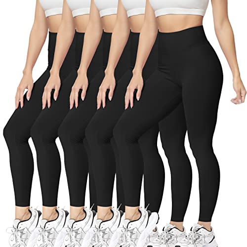 VALANDY Women’s Leggings High Waisted Tummy Control Stretch Yoga Pants Workout Running Tights Leggings for Women Plus Size 5Pack