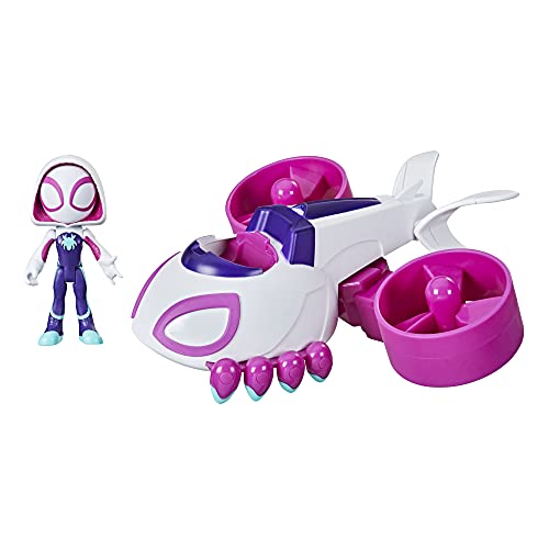 Spidey and His Amazing Friends Change 'N Go Ghost-Copter and 4-Inch Marvel Ghost-Spider Action Figure for Kids Ages 3 and Up